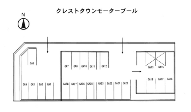クレストタウンモータープールの駐車配置図