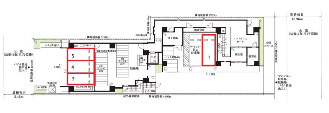 ブライズ東陽町の駐車配置図