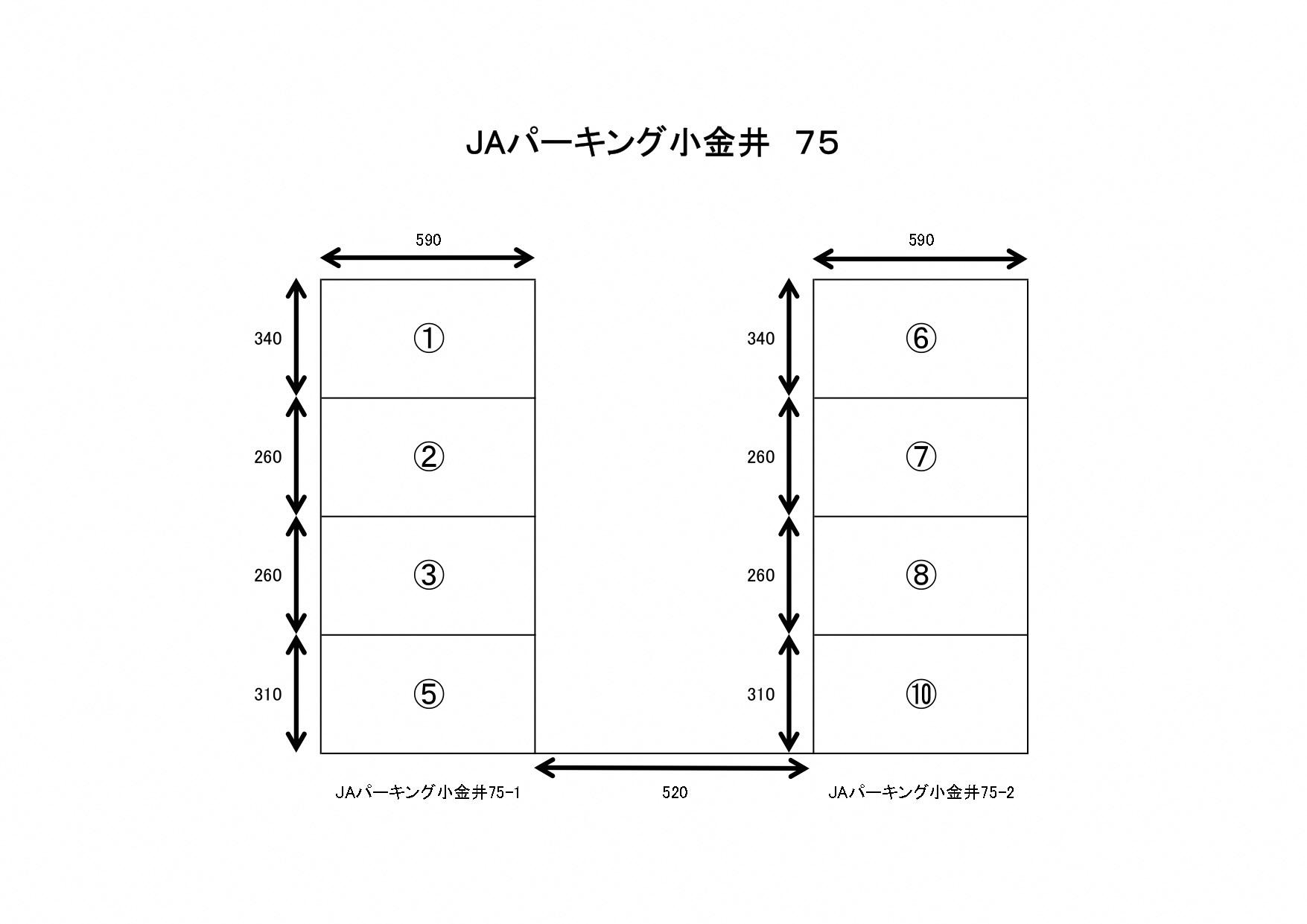 JAパーキング小金井75-2の駐車配置図
