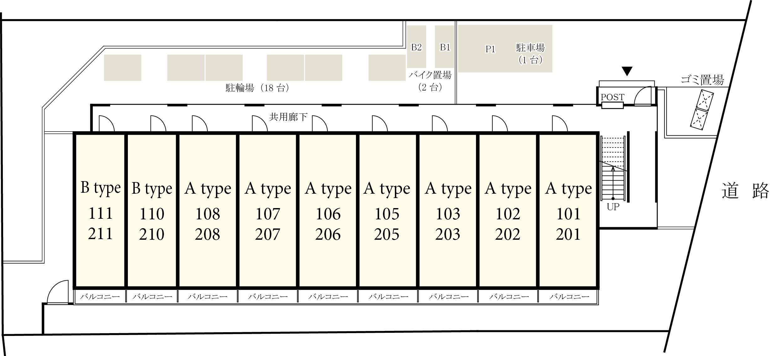 リブリ・ラウンドハイツ西生田駐車場の駐車配置図