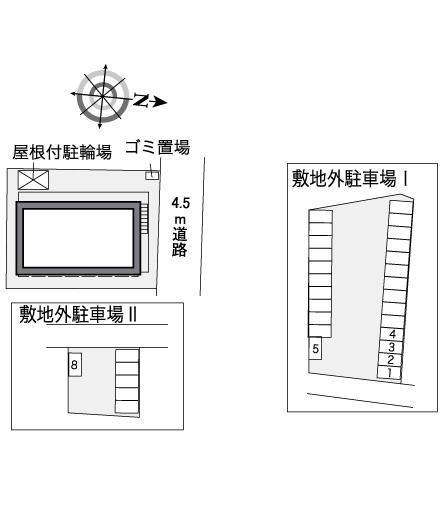 中野町Ⅱ(36289) 敷地外駐車場の駐車配置図