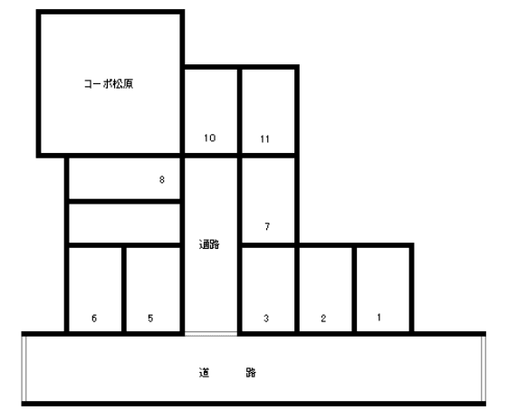 松原邸前パーキングの駐車配置図