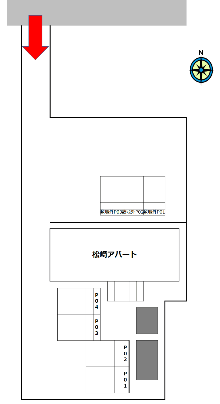 松﨑アパートの駐車配置図