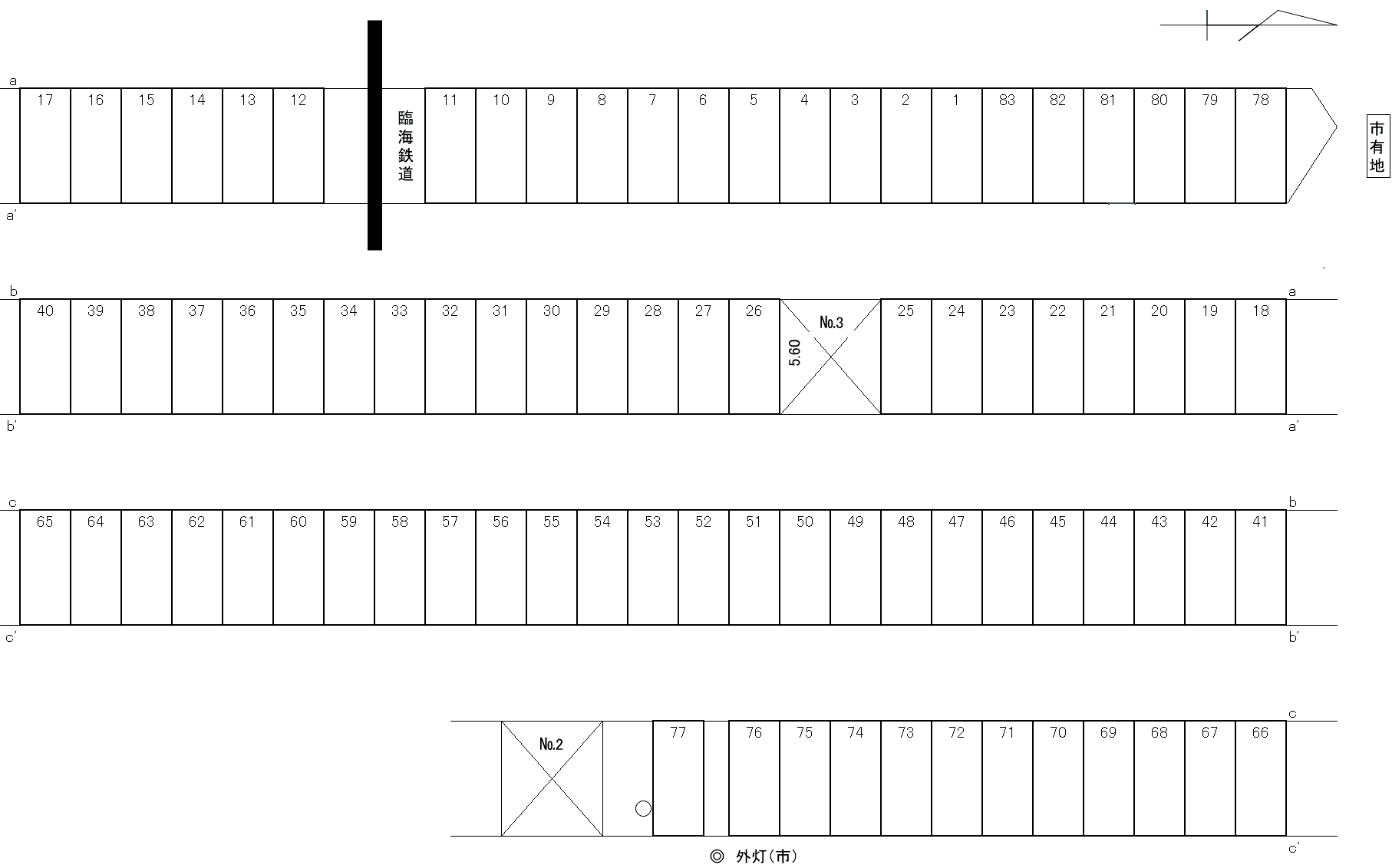 宝生三丁目駐車場の駐車配置図