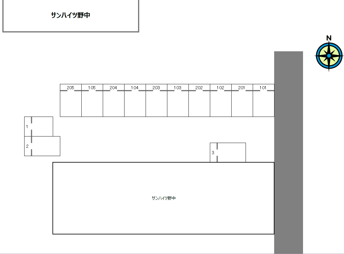 サンハイツ野中の駐車配置図