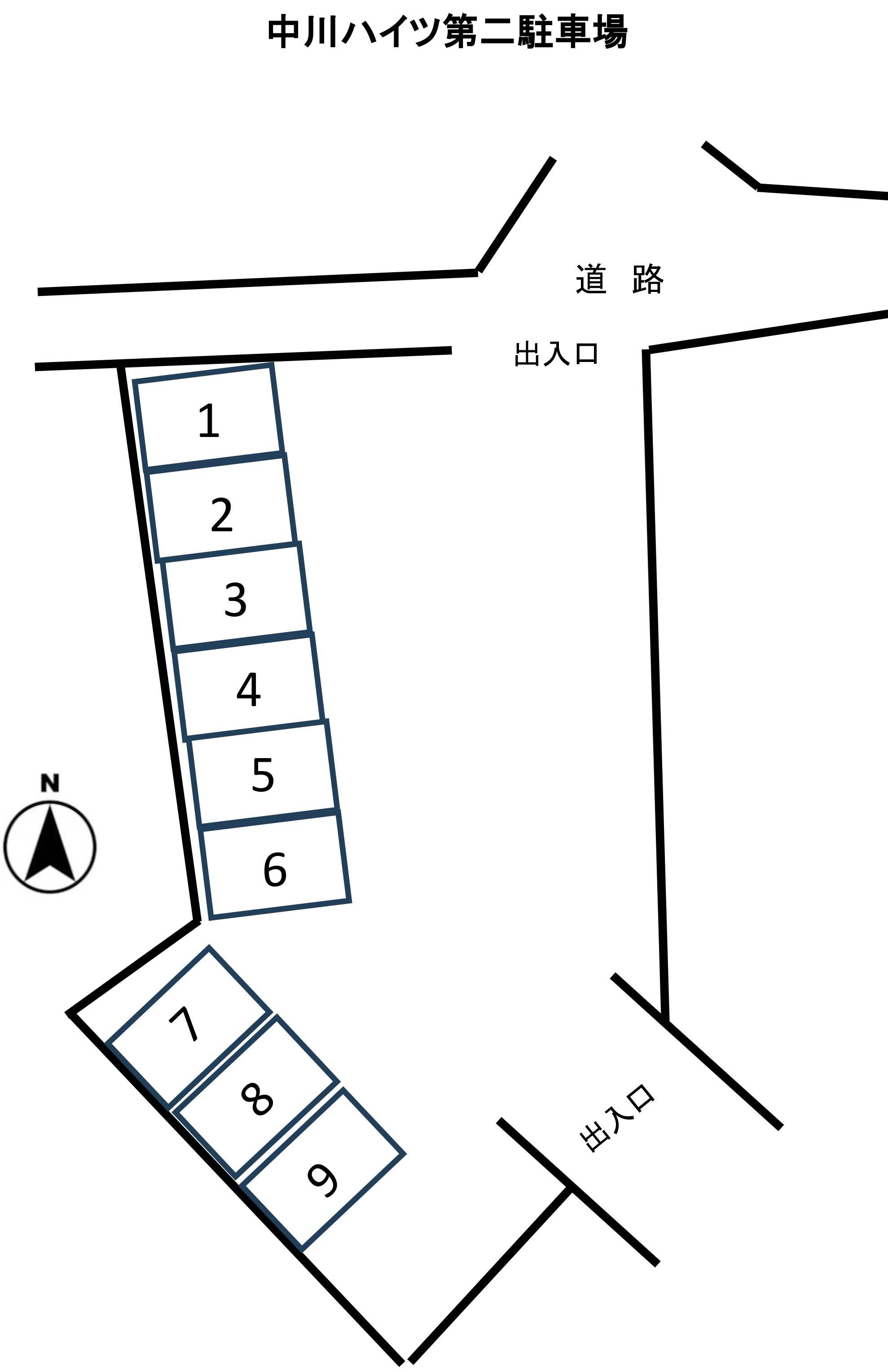 中川ハイツ第二駐車場の駐車配置図
