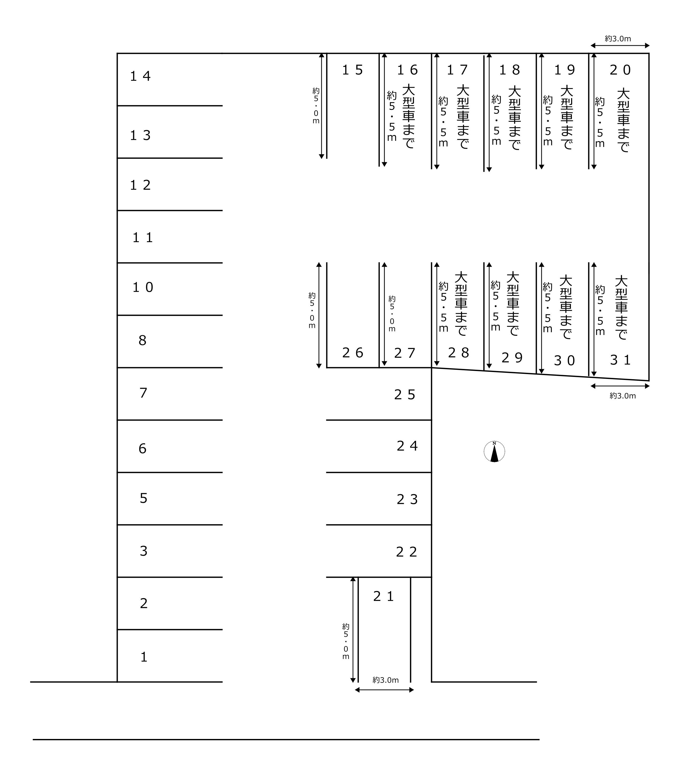 520明野町駐車場の駐車配置図