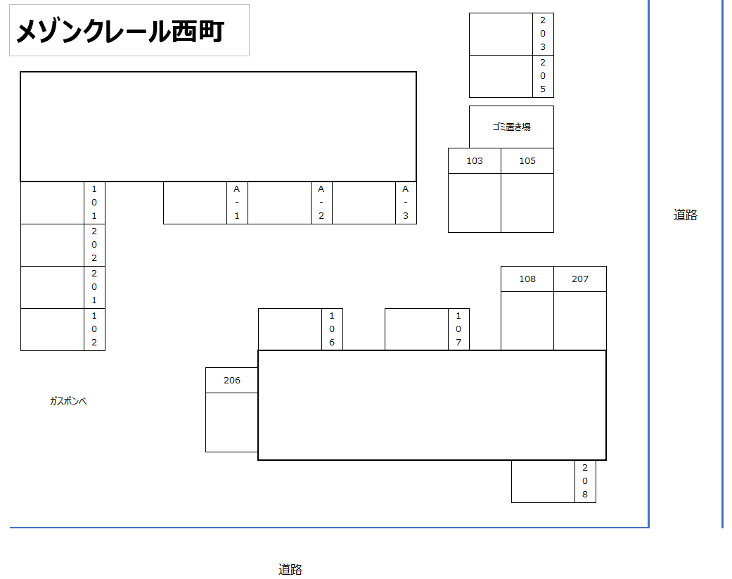 メゾンクレール西町の駐車配置図