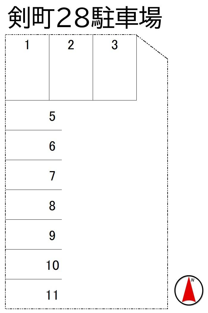 剣町28駐車場の駐車配置図