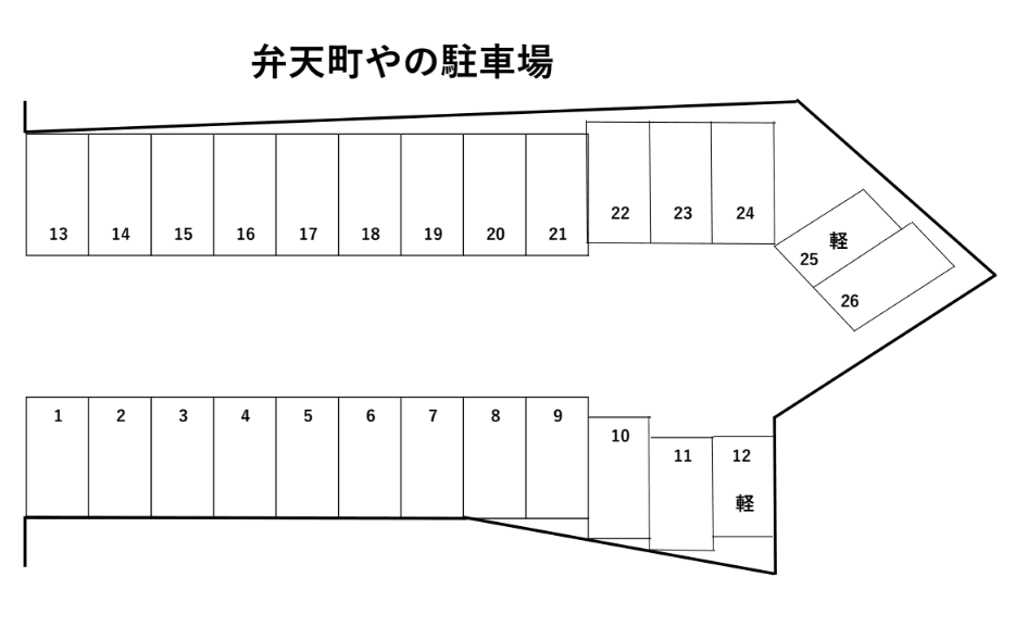弁天町やの駐車場の駐車配置図
