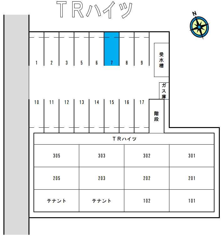 TRハイツの駐車配置図