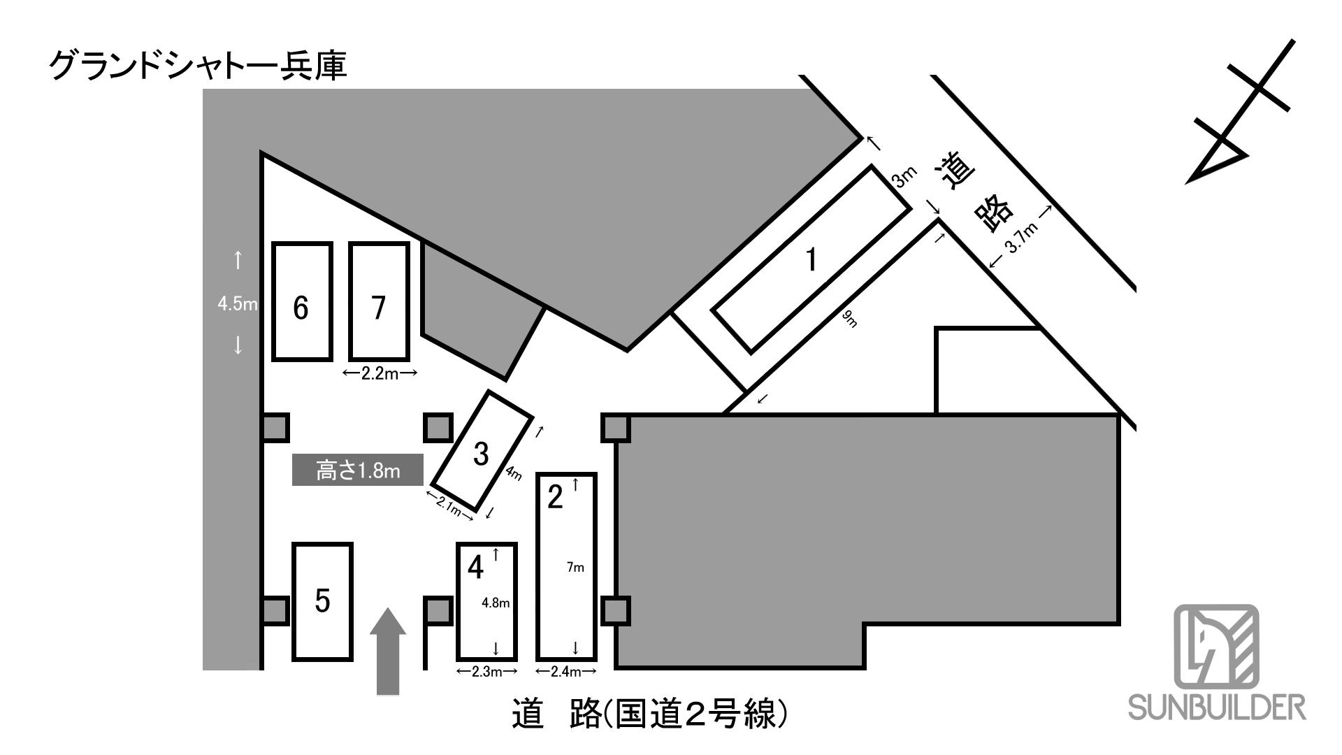 グランドシャトー兵庫の駐車配置図