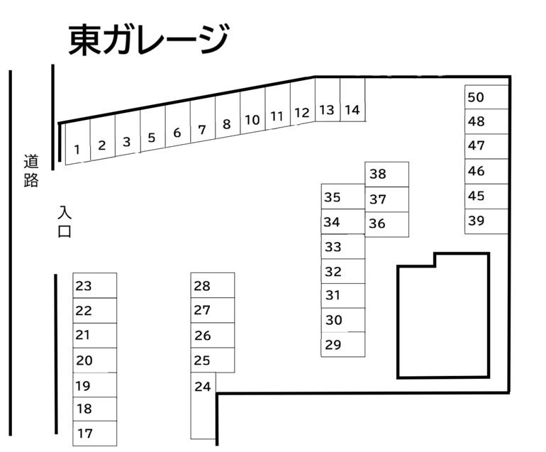 東ガレージの駐車配置図