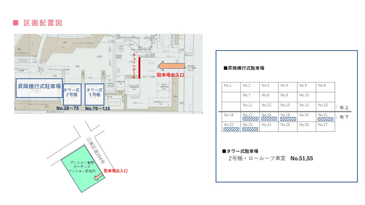 有明一丁目駐車場の駐車配置図