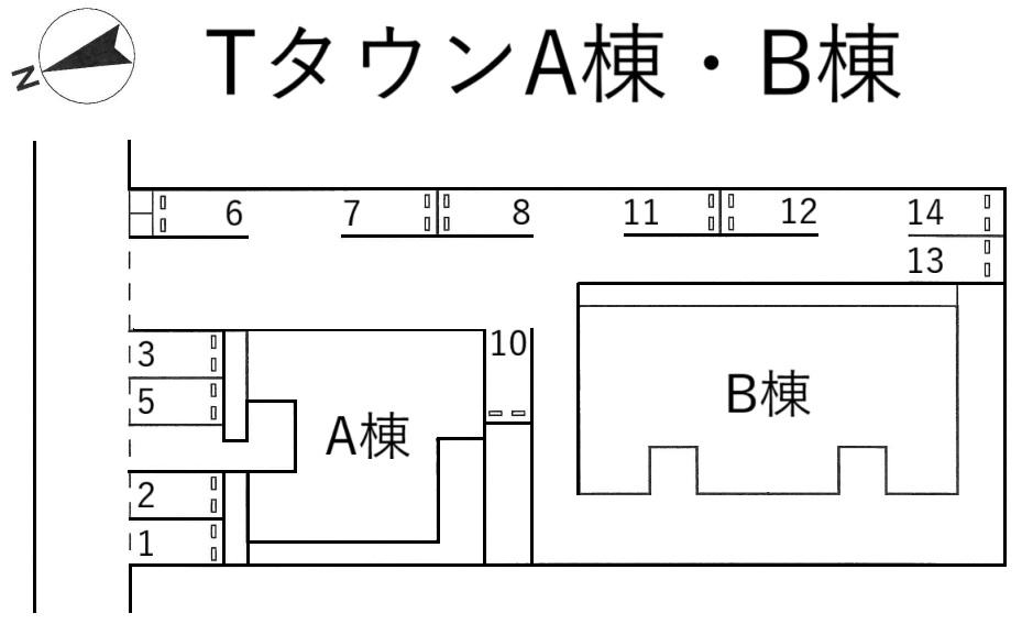 TタウンA棟・B棟の駐車配置図
