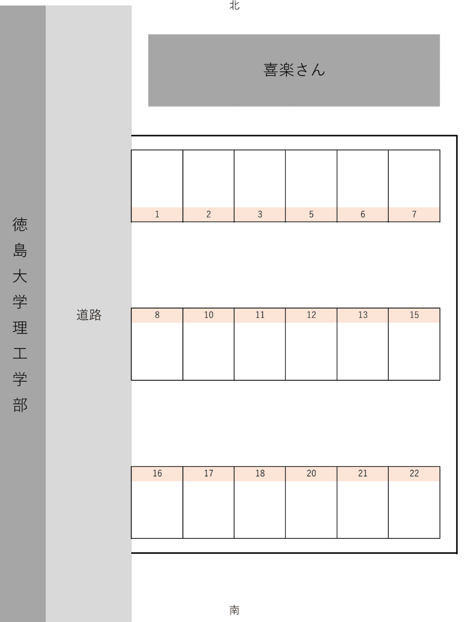 南常三島Tパーキングの駐車配置図