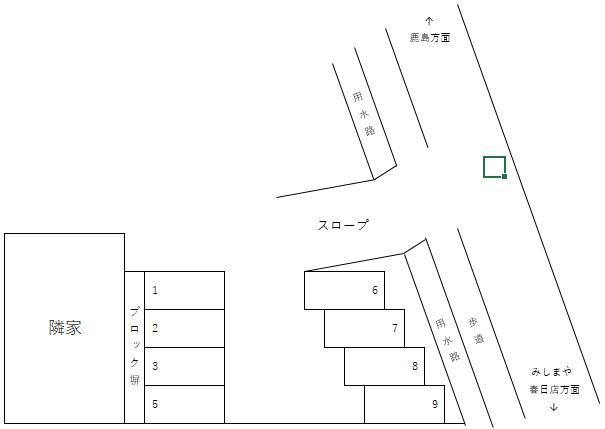 黒田町74番5、6駐車場の駐車配置図