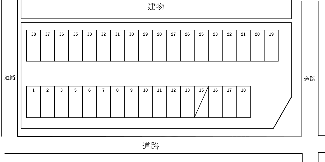 長谷川駐車場の駐車配置図