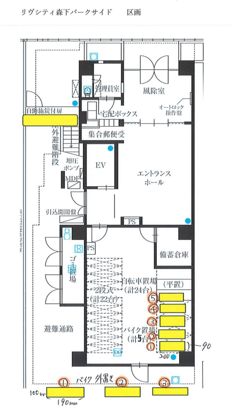 リヴシティ森下パークサイドの駐車配置図