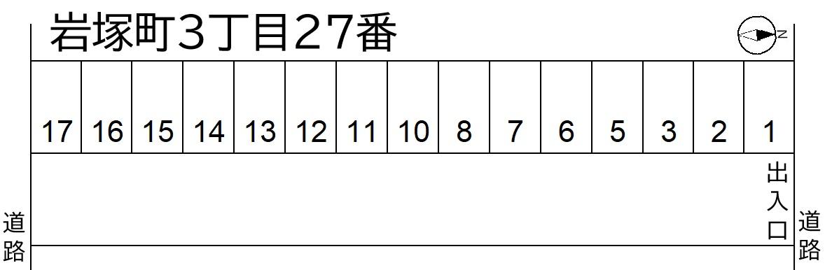 岩塚町3丁目27番の駐車配置図