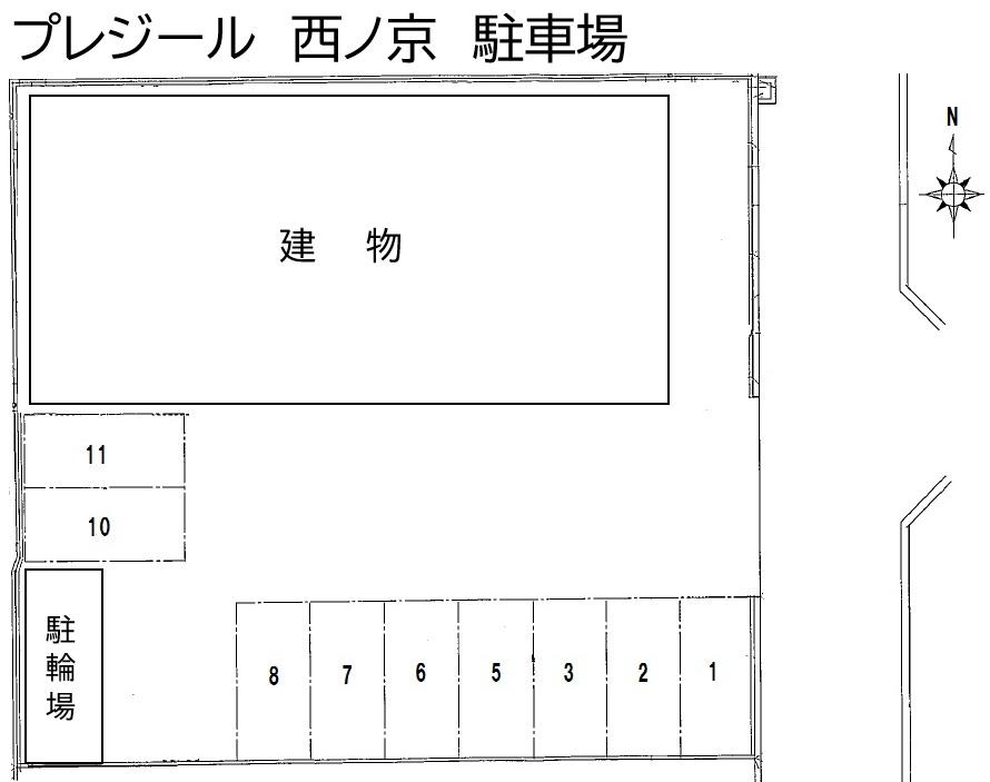 プレジール 西ノ京 駐車場の駐車配置図