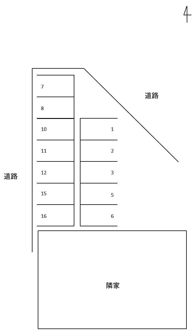 二村パーキングの駐車配置図