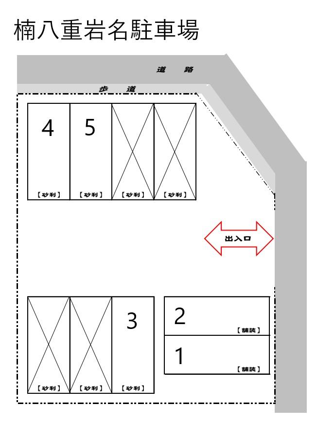 楠八重岩名駐車場の駐車配置図