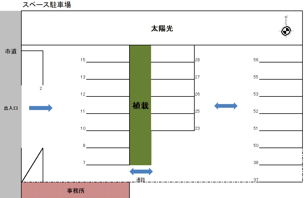 スペース駐車場の駐車配置図