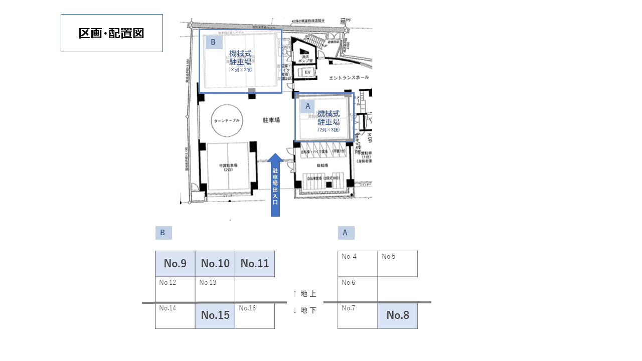 西麻布3丁目駐車場の駐車配置図