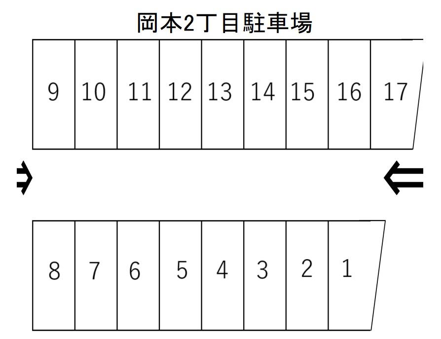 岡本2丁目駐車場の駐車配置図