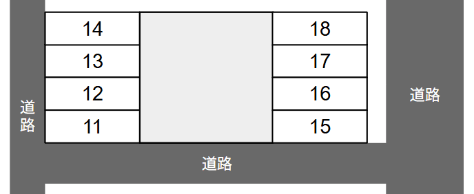 一本木ヒルズ月極駐車場の駐車配置図