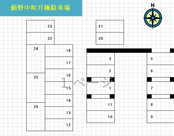 薊野中町月極駐車場の駐車配置図