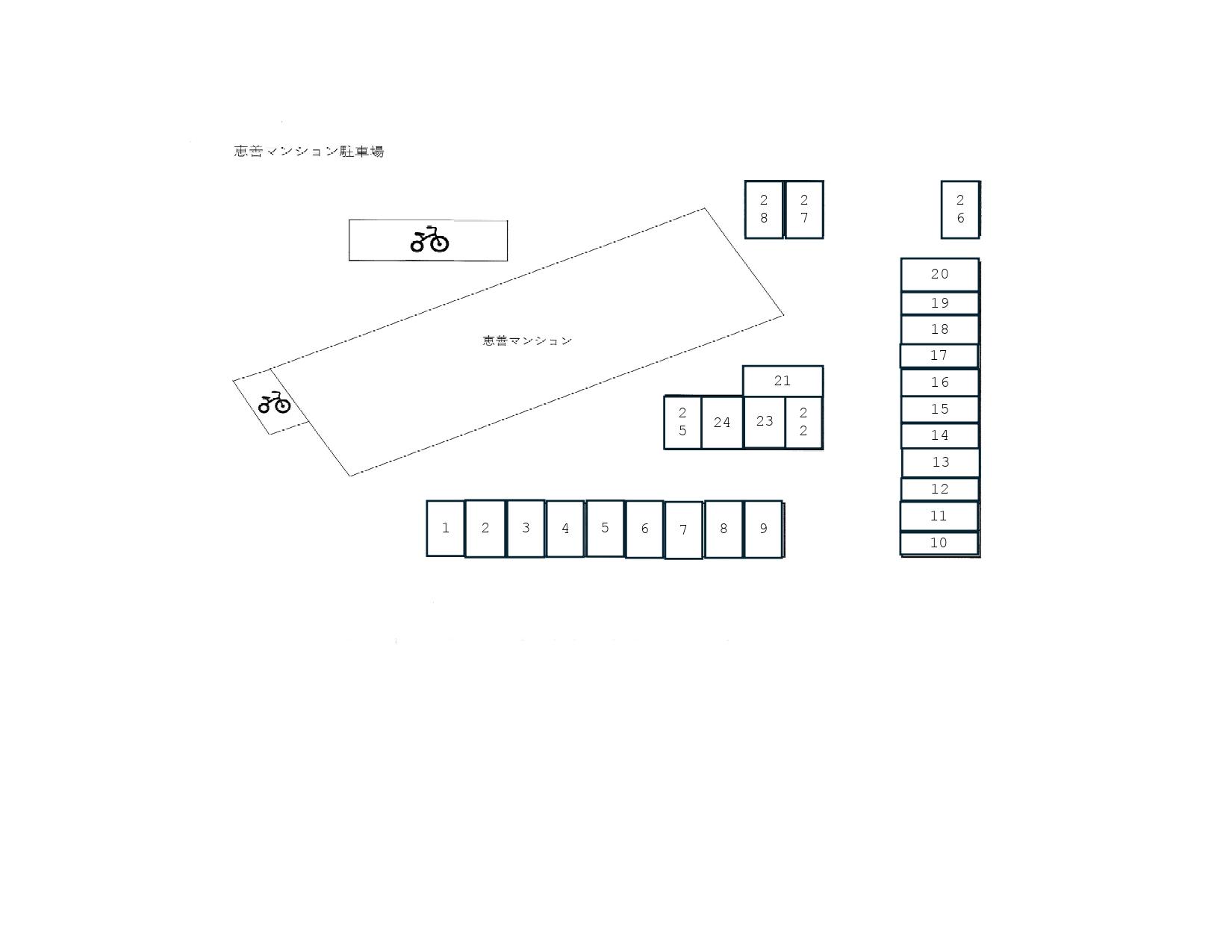 恵善マンション敷地内駐車場の駐車配置図