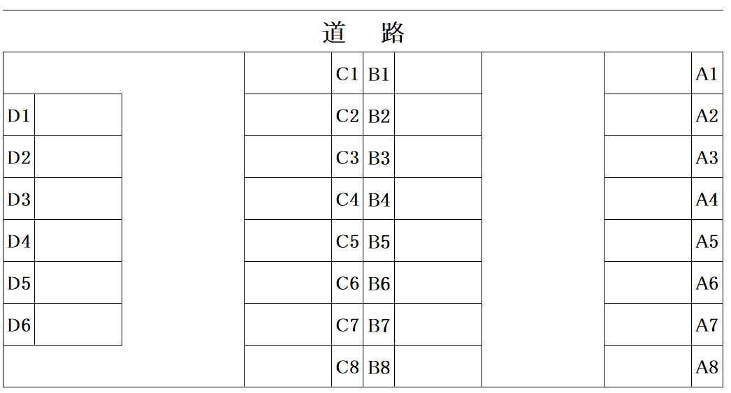 中里駐車場の駐車配置図