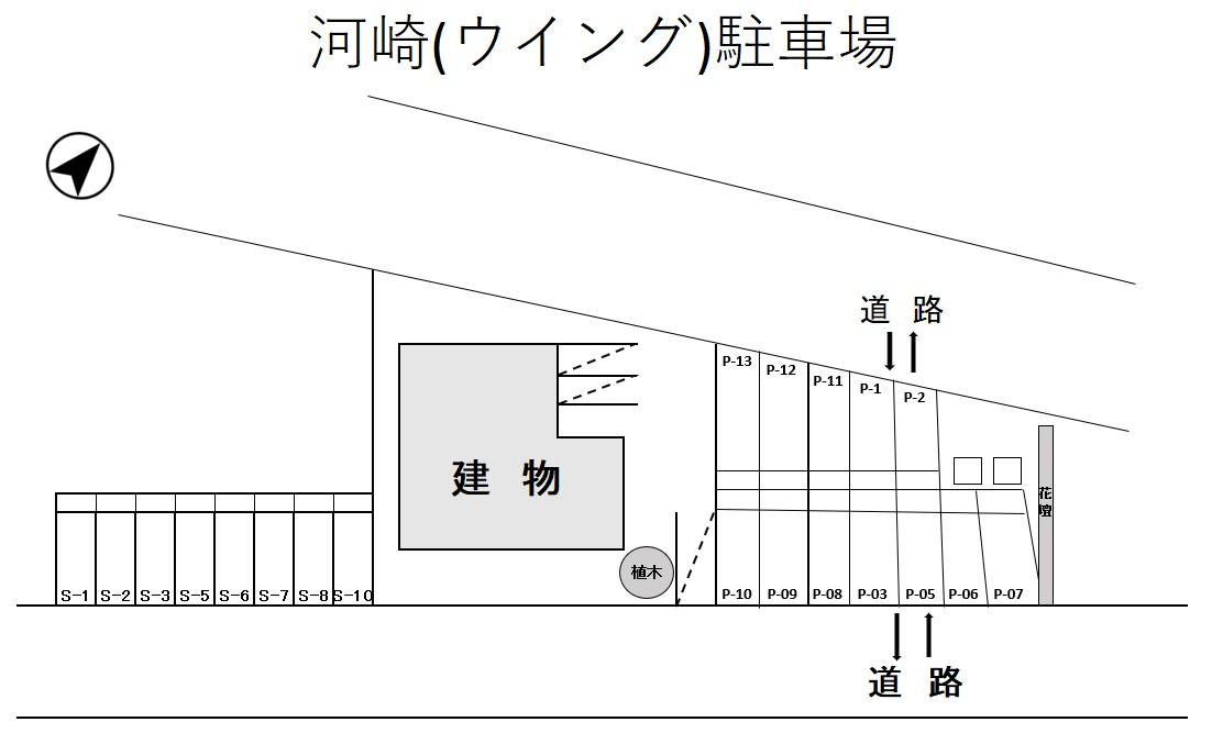 河崎(ウイング)駐車場の駐車配置図