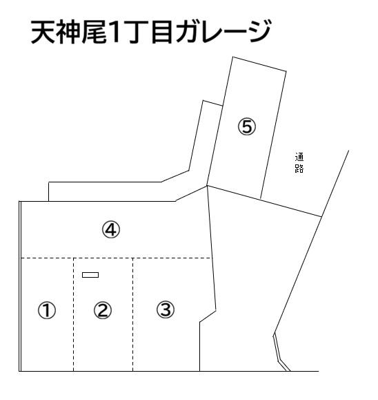 天神尾1丁目ガレージの駐車配置図