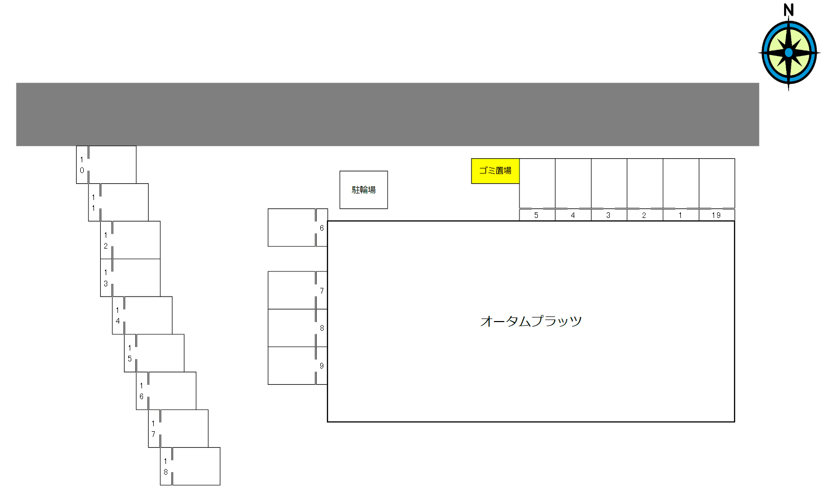 オータムプラッツの駐車配置図