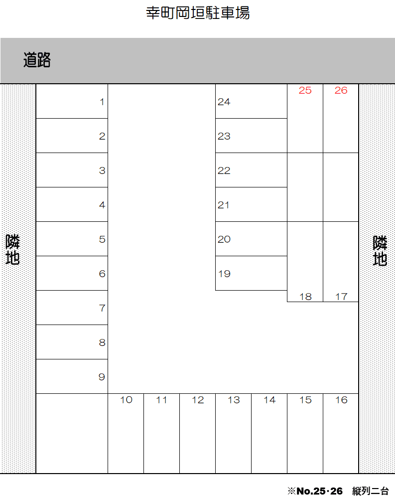 幸町 岡垣駐車場の駐車配置図