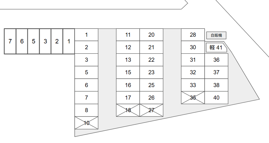 第3車屋パーキング(西)の駐車配置図