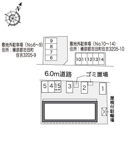 柳原 Ⅱ(34426) 敷地外駐車場の駐車配置図