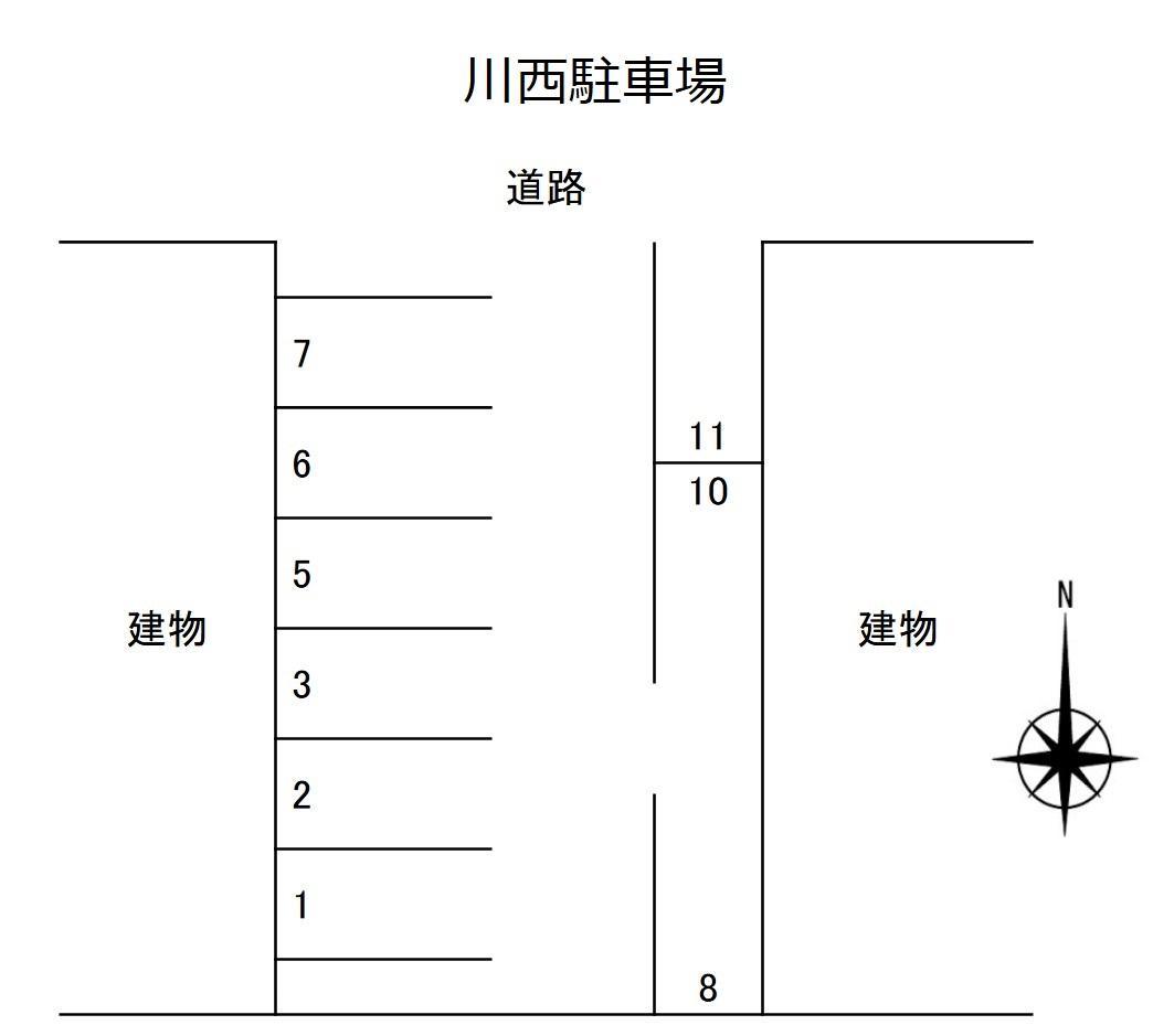 川西駐車場の駐車配置図