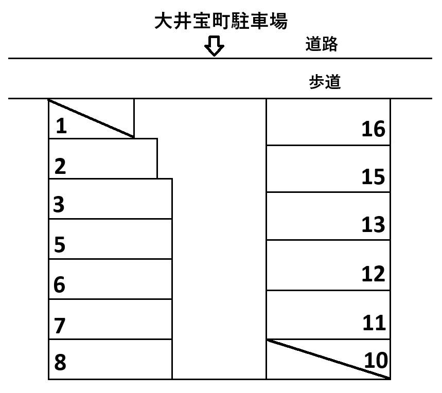 大井宝町駐車場の駐車配置図