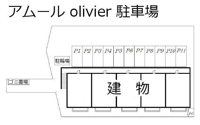 アムール olivier 駐車場の駐車配置図