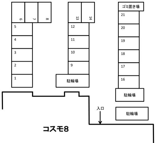 コスモ8駐車場の駐車配置図