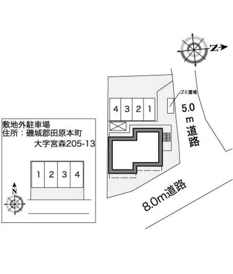 クレールドゥ(30203) 敷地外駐車場の駐車配置図