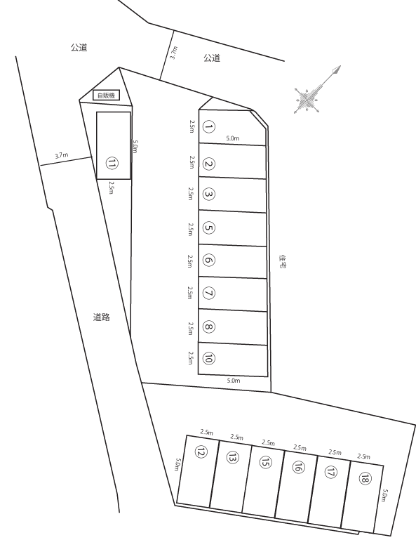 紫明園第一駐車場の駐車配置図