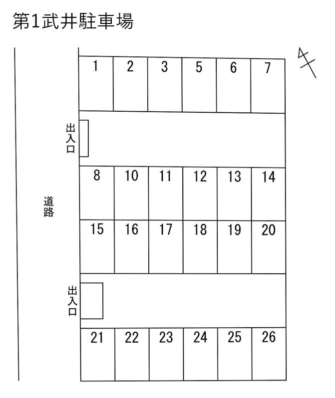 第1武井駐車場の駐車配置図