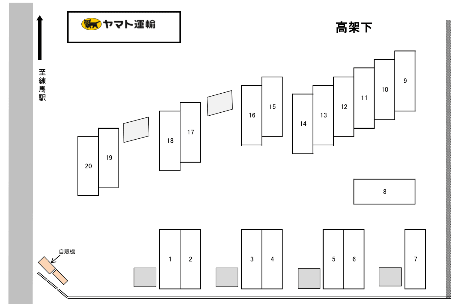 西武スマイルパーク練馬駅西口第2バイク駐車場の駐車配置図