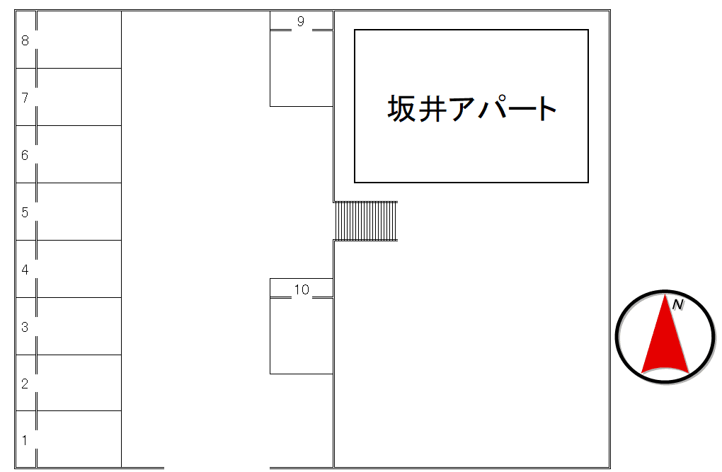 坂井アパートの駐車配置図
