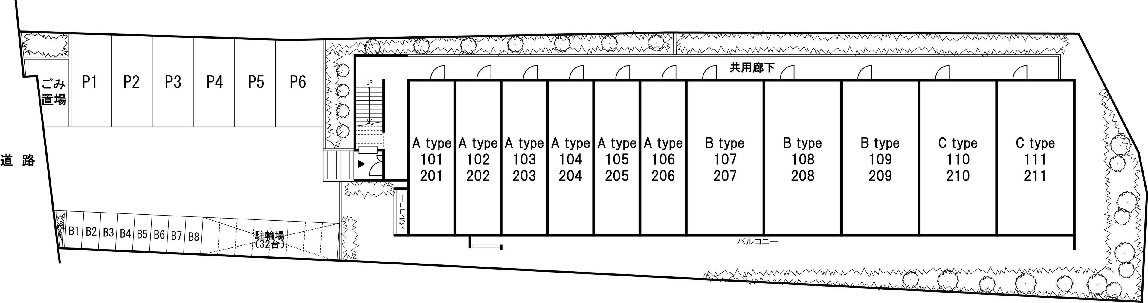 リブリ・百合ヶ丘の駐車配置図
